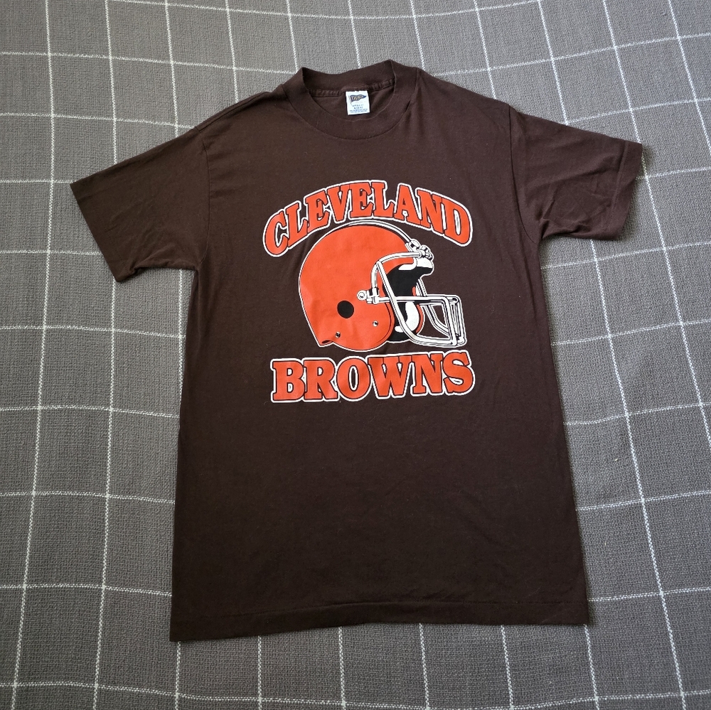 Vtg NFL Cleveland Browns Trench Single Stitch Tee Shirt